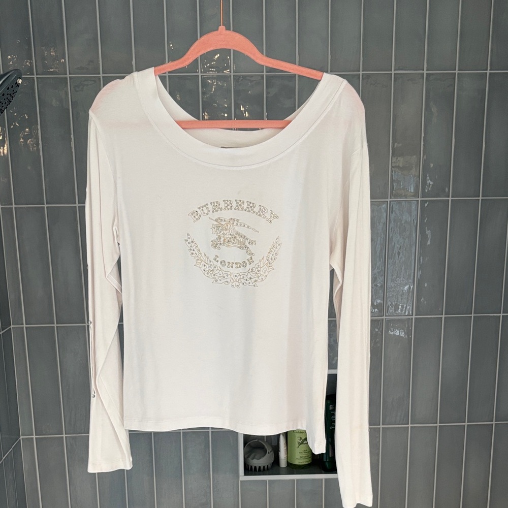 Burberry White Long Sleeve Tee - Picture 1 of 11